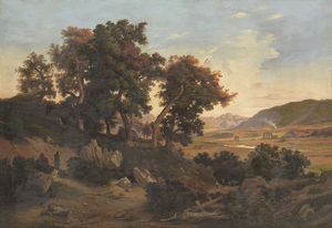 Ignoto del XIX secolo - Paesaggio della campagna laziale