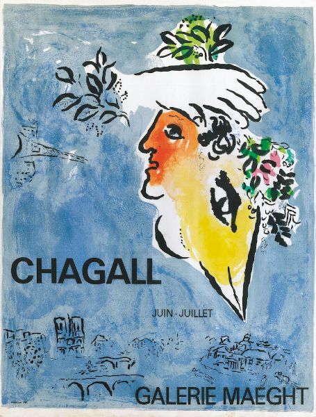 ,Marc Chagall : Chagall Galerie Maeght  - Asta Manifesti d'epoca  - Associazione Nazionale - Case d'Asta italiane
