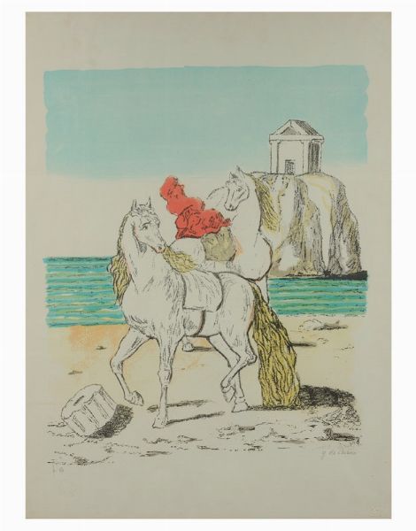 Cavalli con tempio sulla spiaggia  - Asta Arte Moderna, Contemporanea e dipinti del XIX Secolo - Associazione Nazionale - Case d'Asta italiane