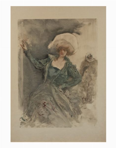 Donna con cappello  - Asta Arte Moderna, Contemporanea e dipinti del XIX Secolo - Associazione Nazionale - Case d'Asta italiane