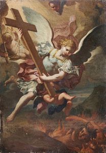 ARTISTA TOSCANO DEL XVII SECOLO - San Michele Arcangelo sconfigge Satana