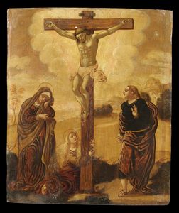 ARTISTA VENETO - CRETESE DEL XVII SECOLO - Crocifissione di Cristo