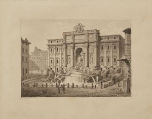 BUSUTTIL SALVATORE (1798 - 1854) - Album contenente 21 gouache raffiguranti vedute di Roma