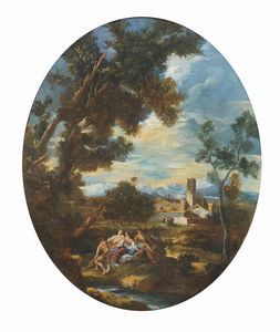 PERUZZINI ANTONIO FRANCESCO (1643 - 1724) - Paesaggio con figure