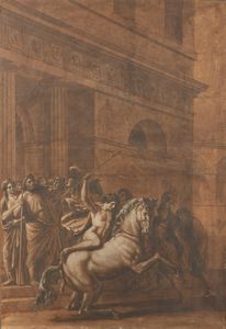 SABATELLI GIUSEPPE (1813 - 1843) - Attribuito a. Alessandro doma il cavallo bucefalo