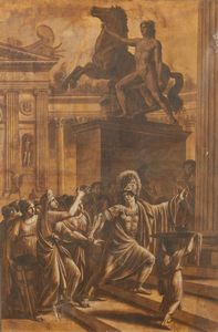 SABATELLI GIUSEPPE (1813 - 1843) - Attribuito a. La Pizia sacerdotessa d'Apollo in Delfi forzata dall'oracolo