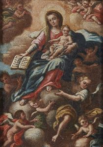 ARTISTA NAPOLETANO DEL XVIII SECOLO - Madonna con Bambino e angeli