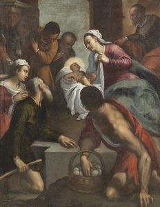 NEGRETTI DETTO PALMA IL GIOVANE JACOPO (1548 - 1628) - Nativit di Cristo