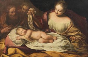 ARTISTA LOMBARDO DEL XVII SECOLO - Madonna con Bambino e San Giuseppe