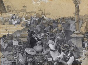 PELLEGRINI RICCARDO (1863 - 1934) - Mercato spagnolo