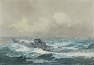 CLAUDUS RODOLFO (1893 - 1964) - Marina in tempesta con barca