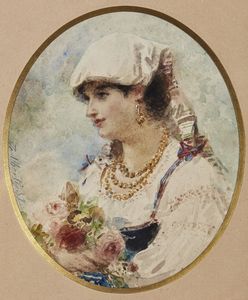 DE ALBERTIS SEBASTIANO (1828 - 1897) - Ritratto di popolana