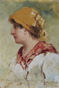 ZONARO FAUSTO (1854 - 1929) - Ritratto di popolana