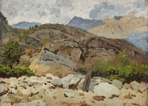 FERRARI ARTURO (1861 - 1932) - Paesaggio montano