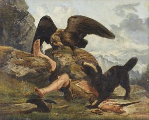 PALIZZI FILIPPO (1818 - 1899) - Scena di caccia