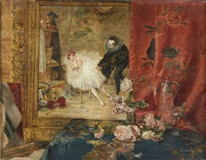 PALMAROLI Y GONZALES  VICENTE (1834 - 1896) - Scaramuccia e la ballerina