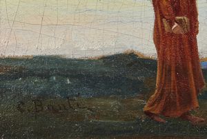 BANTI CRISTIANO (1824 - 1904) : Dante in esilio  - Asta Asta 361 | ARTE ANTICA E DEL XIX SECOLO - Dipinti del XIX secolo e opere simboliste da collezioni italiane Tradizionale - Associazione Nazionale - Case d'Asta italiane