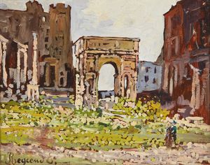 REYCEND ENRICO (1855 - 1928) - L'Arco di Settimio Severo nel Foro Romano