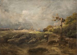 ROSSANO FEDERICO (1835 - 1912) - Paesaggio con contadino