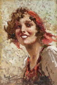 TODESCHINI PIERO (1888 - 1945) - Ritratto femminile