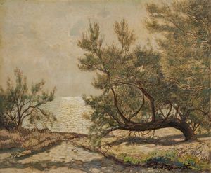 ROMITI GINO (1881 - 1967) - Paesaggio in riva al mare