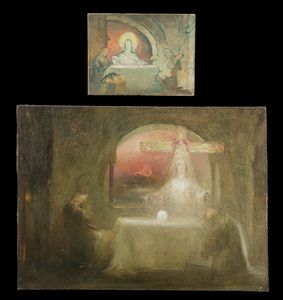 MARCEL-BERONNEAU PIERRE AMDE (1869 - 1837) - Cristo e i pellegrini di Emmaus e studio preparatorio per il dipinto