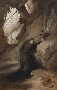 FLUGGEN JOSEF (1842 - 1906) - Scena dal Tannhauser di Wagner, la preghiera di Elisabetta