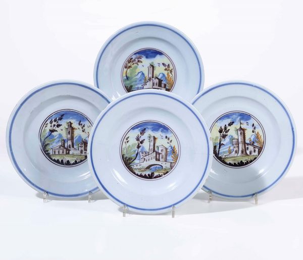 Quattro piatti<BR>Pavia, prima met del XVIII secolo  - Asta Ceramiche e Vetri | Cambi Time - Associazione Nazionale - Case d'Asta italiane