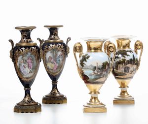 Due coppie di vasi<BR>Francia e Italia, XIX secolo  - Asta Ceramiche e Vetri | Cambi Time - Associazione Nazionale - Case d'Asta italiane