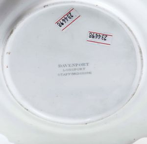 Coppia di piatti <BR>Inghilterra,  Longport (Staffordshire), Manifattura Davemport, XIX secolo  - Asta Ceramiche e Vetri | Cambi Time - Associazione Nazionale - Case d'Asta italiane