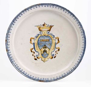 Grande piatto<BR>Probabilmente bottega napoletana del XVIII secolo  - Asta Ceramiche e Vetri | Cambi Time - Associazione Nazionale - Case d'Asta italiane