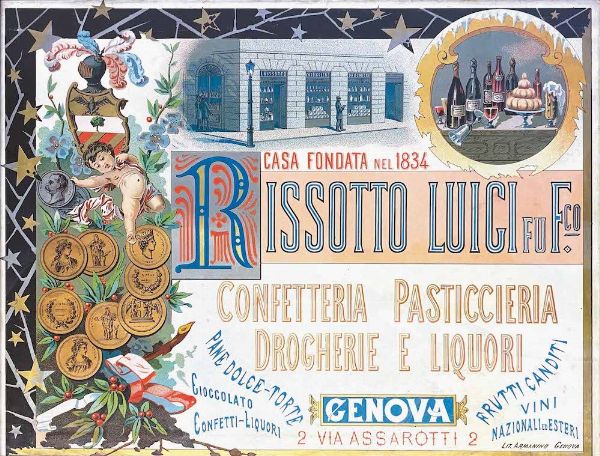 ,Anonimo : Pasticceria Rissotto Genova  - Asta Manifesti d'epoca - Associazione Nazionale - Case d'Asta italiane