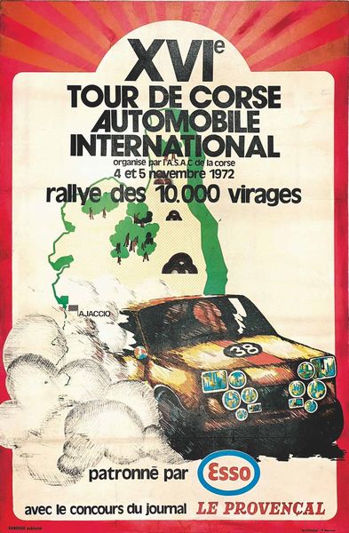 ,Artista non identificato : XVI Tour de Corse Automobile International 1972  - Asta Manifesti d'epoca - Associazione Nazionale - Case d'Asta italiane