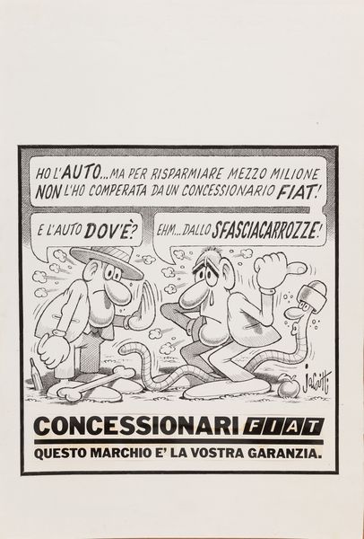 ,Benito Jacovitti 
 : Non l'ho Comperata da un Concessionario Fiat!  - Asta Manifesti d'epoca - Associazione Nazionale - Case d'Asta italiane