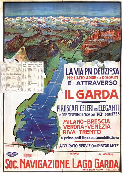,Pasini : Soc. Navigazione Lago Garda  - Asta Manifesti d'epoca - Associazione Nazionale - Case d'Asta italiane