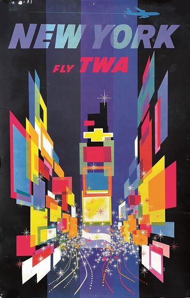 ,David Klein : New York Fly TWA  - Asta Manifesti d'epoca - Associazione Nazionale - Case d'Asta italiane