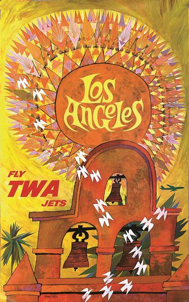 ,David Klein : Los Angeles- Fly TWA  - Asta Manifesti d'epoca - Associazione Nazionale - Case d'Asta italiane