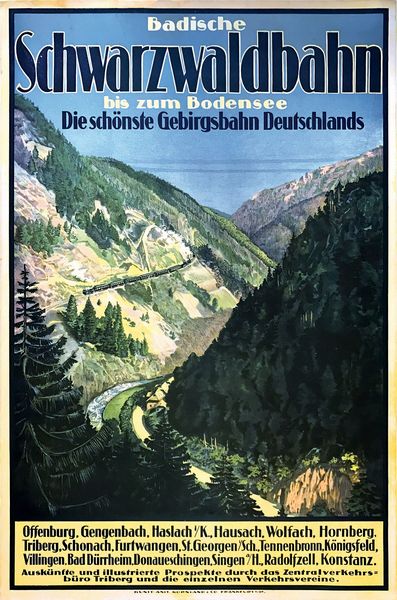 ,Anonimo : Badische Scharzwalbahn Bis Zum Bodensee  - Asta Manifesti d'epoca - Associazione Nazionale - Case d'Asta italiane