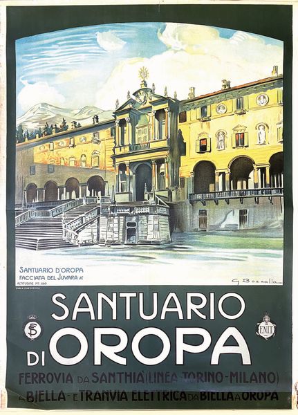 ,G. Bozzalla : Santuario di Oropa  - Asta Manifesti d'epoca - Associazione Nazionale - Case d'Asta italiane