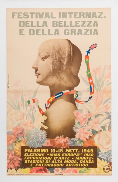 ,Virgilio Retrosi : Festival Internazionale della Bellezza e della Grazia  - Asta Manifesti d'epoca - Associazione Nazionale - Case d'Asta italiane