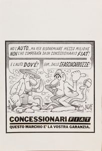 ,Benito Jacovitti 
 : FIAT Il Concessionario Fiat!  - Asta Manifesti d'epoca - Associazione Nazionale - Case d'Asta italiane
