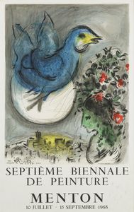 ,Marc Chagall : Marc Chagall (1887-1985) SEPTIME BIENNALE E PEINTURE, MENTON... 1968  - Asta Manifesti d'epoca - Associazione Nazionale - Case d'Asta italiane