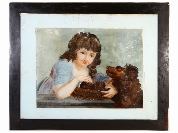 Bambina con cane  - Asta La Collezione privata di Carlo e Mirella Panarello - Associazione Nazionale - Case d'Asta italiane