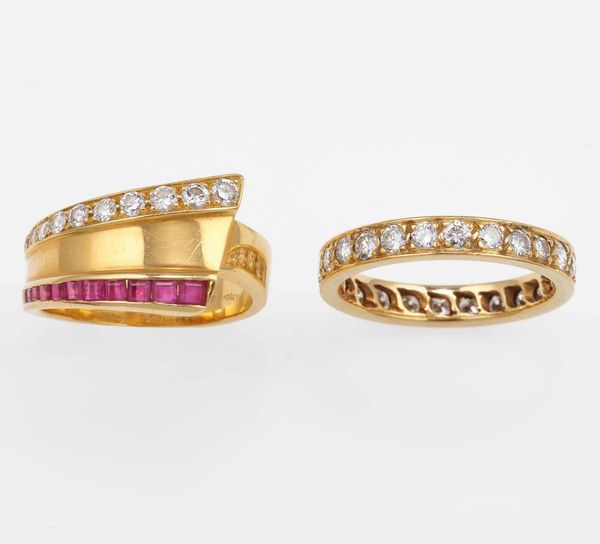 Due anelli con diamanti e rubini  - Asta Fine Jewels - Associazione Nazionale - Case d'Asta italiane