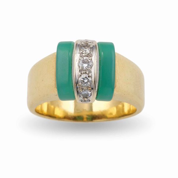 Pomellato. Anello con calcedonio verde e diamanti  - Asta Fine Jewels - Associazione Nazionale - Case d'Asta italiane