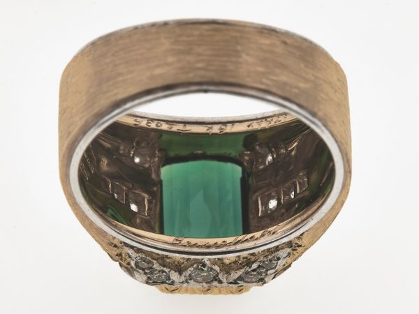 Buccellati. Anello con tormalina verde e diamanti  - Asta Fine Jewels - Associazione Nazionale - Case d'Asta italiane