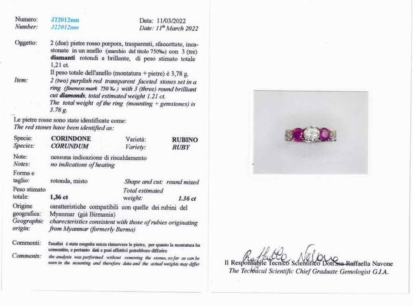 Anello con rubini Burma e diamanti taglio a brillante  - Asta Fine Jewels - Associazione Nazionale - Case d'Asta italiane