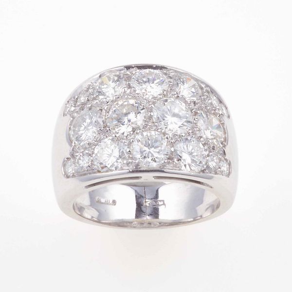 Anello a fascia con diamanti taglio brillante per ct 3.00 circa<BR>  - Asta Fine Jewels - Associazione Nazionale - Case d'Asta italiane