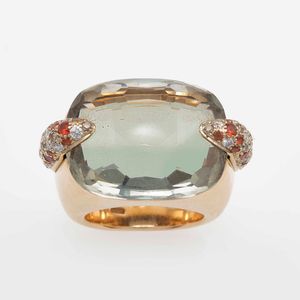 Pomellato. Anello Pin Up con prasiolite e diamanti  - Asta Fine Jewels - Associazione Nazionale - Case d'Asta italiane