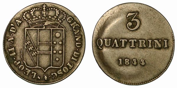 FIRENZE. LEOPOLDO II DI LORENA, 1824-1859. Da 3 quattrini 1844.  - Asta Numismatica  - Associazione Nazionale - Case d'Asta italiane